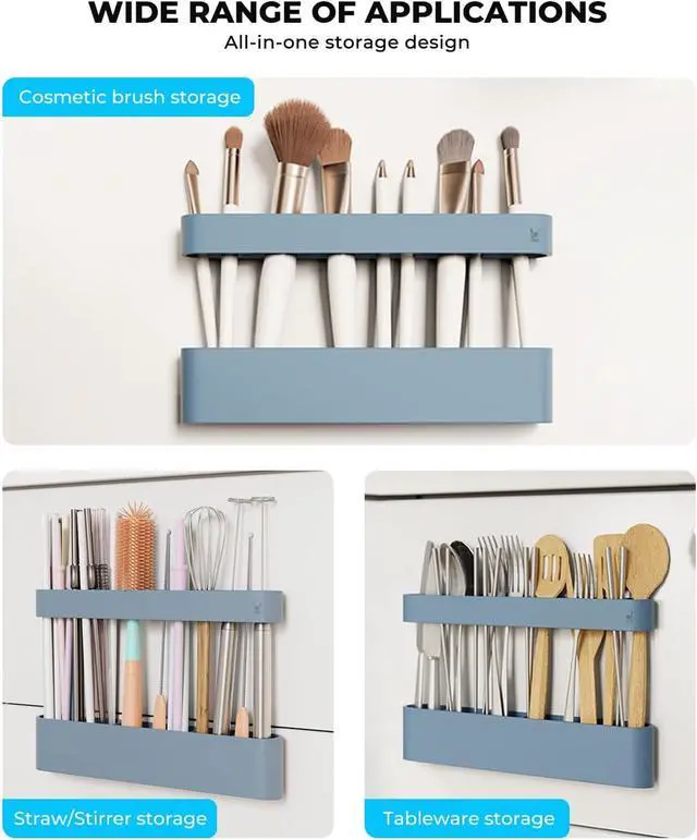Alt view image 6 of 7 - UMUST Silicone Straw Holder, Self-Adhesive Straw Organizer for Kitchen Counters and Cupboards(Self-Adhesive Blue)