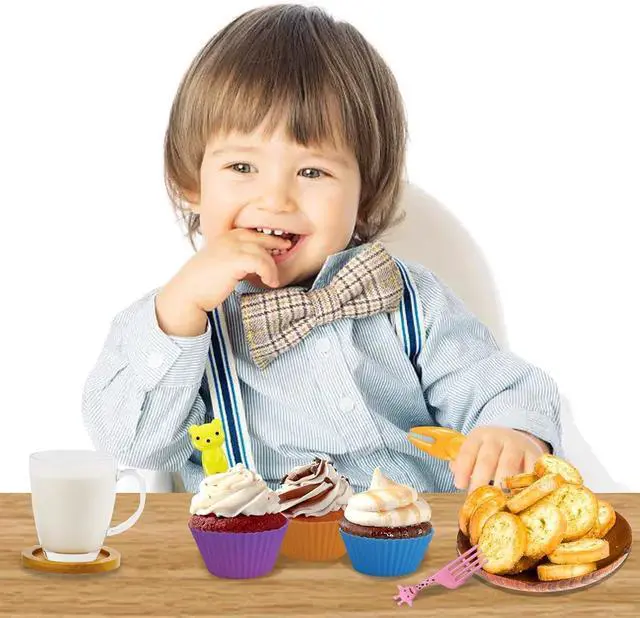 Alt view image 3 of 7 - Silicone Lunch Box Dividers,Back to School Lunch Essentials - 24 pcs Bento Box Dividers with 10 Animal Picks,Lunchbox Supplies Accessories,Cupcake Baking Cups,Muffin Pan Liners,Reusable and BPA Free
