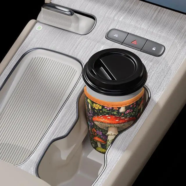 Alt view image 6 of 7 - KJQJLY 3 Pack Reusable Iced Coffee Sleeves with Handle Neoprene Insulated Cup Sleeves for Hot & Cold Drinks, Fits 1632 oz Cups, Compatible with Starbucks, Dunkin & More (mushroom)