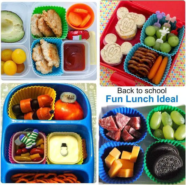 Alt view image 2 of 7 - XANGNIER 40 Pcs Silicone Lunch Box Dividers,Reusable Lunch Bento Box Accessories for Kids,Lunchbox Supplies Accessories,Back to School Lunch Essentials,Silicone Cupcake Liners,Muffin Cups