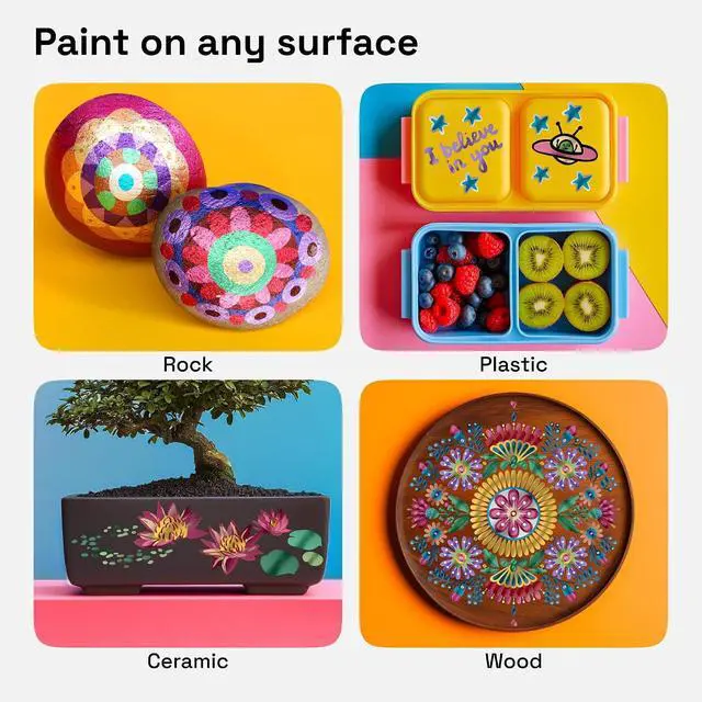 Alt view image 3 of 7 - ARTISTRO 12 Metallic Paint Pens for Glass Marking - Bullet Tip | Acrylic Paint Markers for Poster, Rock Painting, Ceramic, Wood, Fabric, Scrapbooking, DIY, Craft, Card Making, Coloring