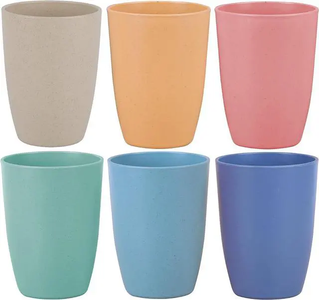 Main image of Wheat Straw Reusable Cup (12 oz) - Unbreakable Drinking Glasses Sets - Dishwasher Safe Tumbler - Lightweight, BPA Free and Eco friendly (6Pcs/6Color)