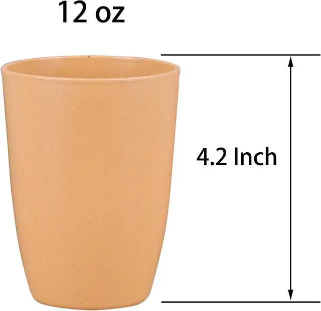 Alt view image 2 of 7 - Wheat Straw Reusable Cup (12 oz) - Unbreakable Drinking Glasses Sets - Dishwasher Safe Tumbler - Lightweight, BPA Free and Eco friendly (6Pcs/6Color)