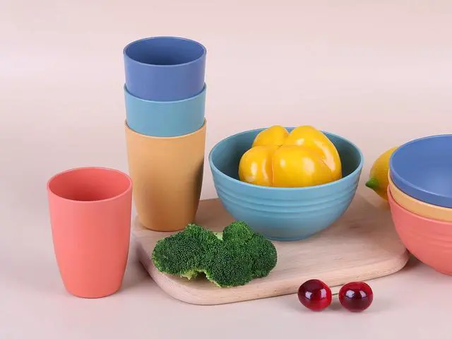 Alt view image 5 of 7 - Wheat Straw Reusable Cup (12 oz) - Unbreakable Drinking Glasses Sets - Dishwasher Safe Tumbler - Lightweight, BPA Free and Eco friendly (6Pcs/6Color)