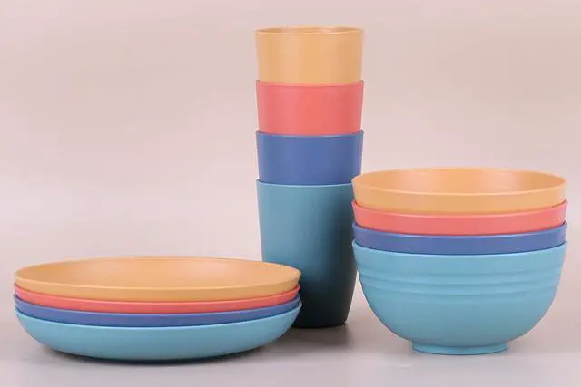 Alt view image 6 of 7 - Wheat Straw Reusable Cup (12 oz) - Unbreakable Drinking Glasses Sets - Dishwasher Safe Tumbler - Lightweight, BPA Free and Eco friendly (6Pcs/6Color)