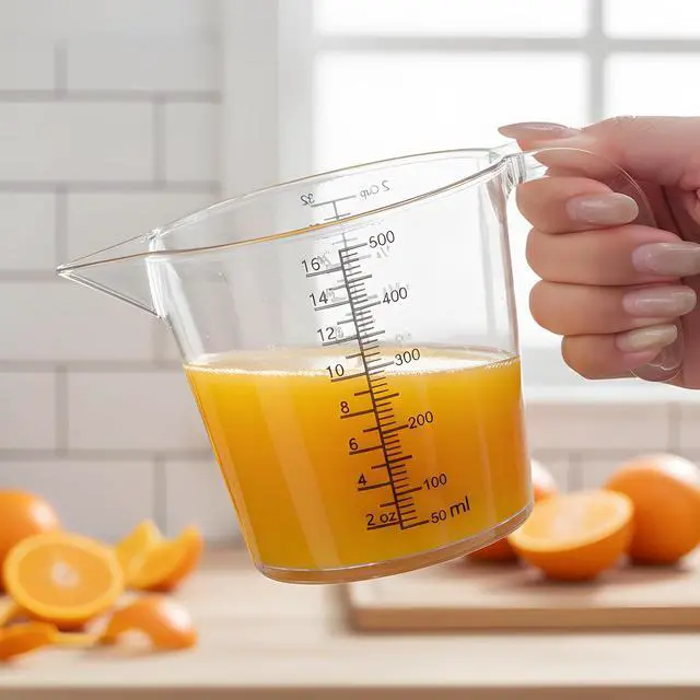 Alt view image 3 of 7 - 2 Cup (500ml) Measuring Cup, Laser-Etched oz/cup/mL/Tbsp, Plastic Measuring Cup with Handle for Cooking, Mixing & Kitchen Use