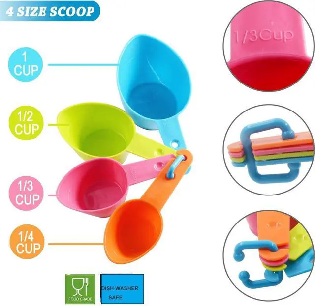 Alt view image 2 of 6 - HINMAY Pet Food Scoops Plastic Measuring Cups Set, Set of 2 | Use for measuring pet food portions (dog, cat, bird, etc.) or even ingredients while cooking or baking.