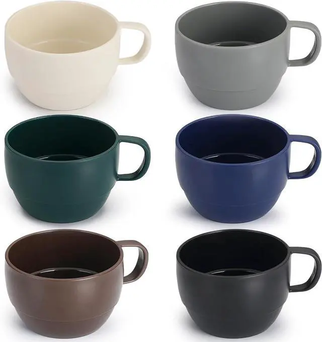 Main image of Coffee Mugs Set of 6, Coffee Cups 12oz, Durable Light Weight Plastic Mugs for Home, Outdoor, Picnic, Camping, Idea Birthday Gift