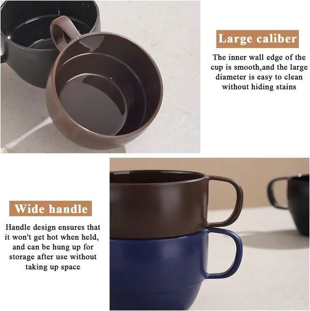 Alt view image 7 of 7 - Coffee Mugs Set of 6, Coffee Cups 12oz, Durable Light Weight Plastic Mugs for Home, Outdoor, Picnic, Camping, Idea Birthday Gift