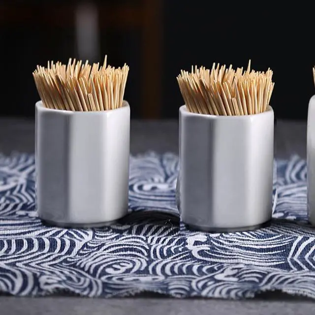 Alt view image 3 of 4 - luzen 2Pcs Ceramic Toothpick Holder Simple Small Toothpick Cup Holder Home Kitchen Storage Gadgets Toothpick Dispenser for Hotels, Restaurants, Home Party Use, White