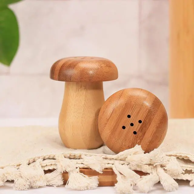 Alt view image 3 of 7 - Mushroom Toothpick Holder with 150 Toothpicks, Bamboo Wooden Toothpick Dispenser Container for Kitchen Accessories, Cute Mushroom Decor for Warm and Unique Gifts