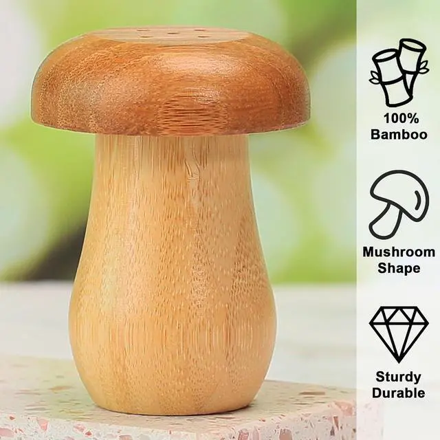 Alt view image 4 of 7 - Mushroom Toothpick Holder with 150 Toothpicks, Bamboo Wooden Toothpick Dispenser Container for Kitchen Accessories, Cute Mushroom Decor for Warm and Unique Gifts