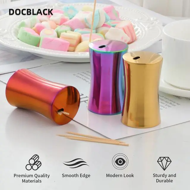 Alt view image 2 of 7 - DOCBLACK Toothpick Holder Dispenser, Stainless Steel Toothpick Dispenser for Home Restaurant Kitchen Supplies (Iridescent)