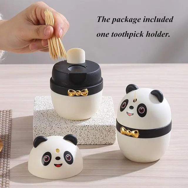 Alt view image 7 of 7 - Creative Toothpick Holder Toothpick Dispenser, Automatic Cute Panda Toothpick Dispenser for Kitchen Restaurant Hotel, Thickened Novelty Toothpicks Container, Sturdy Safe Portable Toothpick Storage Box