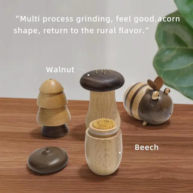Alt view image 4 of 6 - EAEDMY Cute Mushroom Toothpicks Holder with 390 Pcs Toothpicks, Cactus Toothpick Holder Dispenser for Home Kitchen Table Decor Accessories, Warm and Unique Gifts (1.Mushroom)