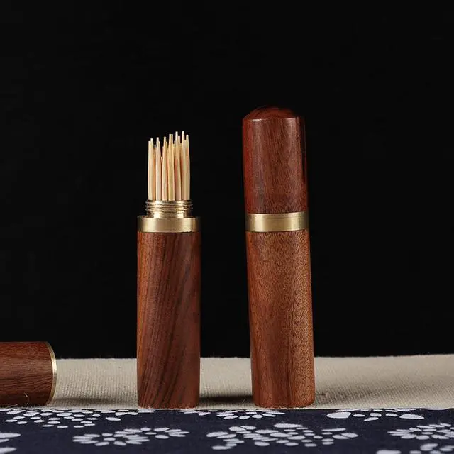 Alt view image 3 of 7 - Zittop Portable Wood Toothpick Holder Mini Toothpick box Pocket Toothpick Holder (Light Brown)