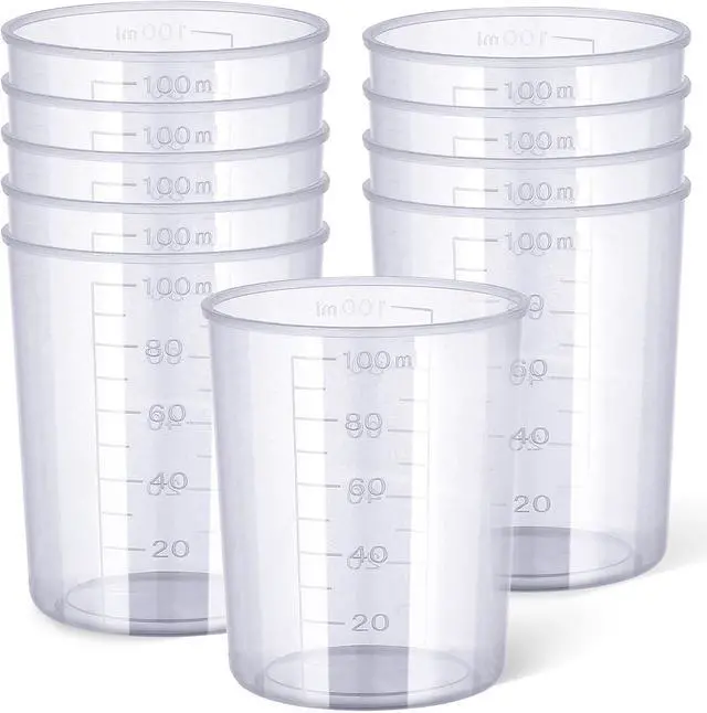 Main image of Gartful 100ml Plastic Measuring Cup - 10 Pack, 3.4oz Disposable Mixing Cups for Liquid Measuring, Epoxy Resin Crafts, Paint Mixing, Cosmetic Making