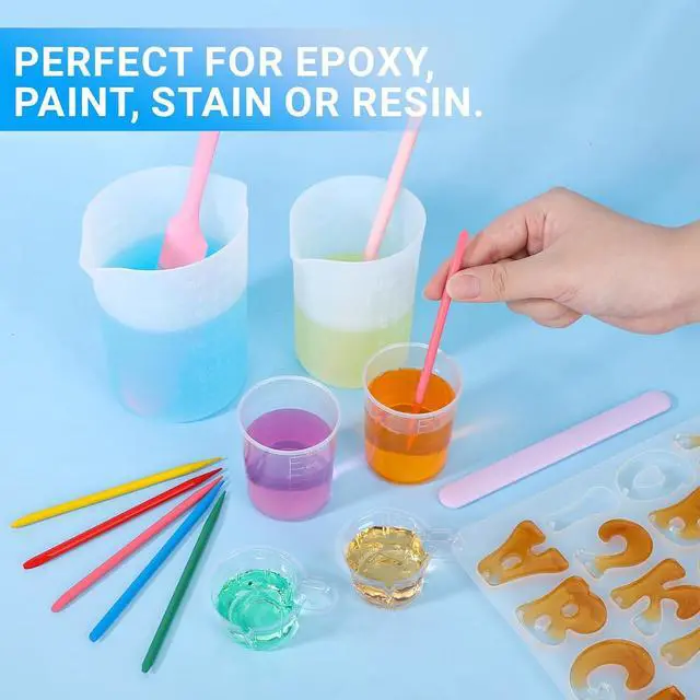 Alt view image 4 of 6 - Gartful 100ml Plastic Measuring Cup - 10 Pack, 3.4oz Disposable Mixing Cups for Liquid Measuring, Epoxy Resin Crafts, Paint Mixing, Cosmetic Making