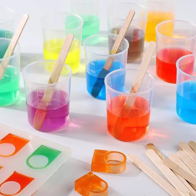Alt view image 6 of 6 - Gartful 100ml Plastic Measuring Cup - 10 Pack, 3.4oz Disposable Mixing Cups for Liquid Measuring, Epoxy Resin Crafts, Paint Mixing, Cosmetic Making
