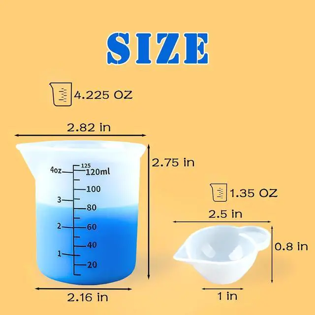 Alt view image 2 of 7 - 5pcs Silicone Measuring Cups 125ml for Resin, 3pcs 40ml Mixing Bowls | Dispenser 5Pcs Silicone Measuring Cups for Resin, flexible, reusable and easy to clean for DIY Resin Art Craft Supplies