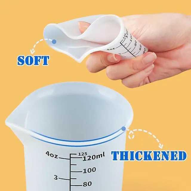 Alt view image 3 of 7 - 5pcs Silicone Measuring Cups 125ml for Resin, 3pcs 40ml Mixing Bowls | Dispenser 5Pcs Silicone Measuring Cups for Resin, flexible, reusable and easy to clean for DIY Resin Art Craft Supplies