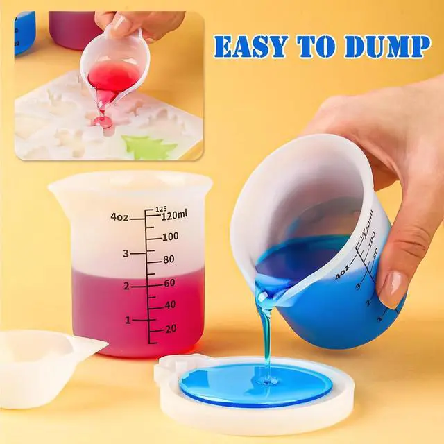 Alt view image 5 of 7 - 5pcs Silicone Measuring Cups 125ml for Resin, 3pcs 40ml Mixing Bowls | Dispenser 5Pcs Silicone Measuring Cups for Resin, flexible, reusable and easy to clean for DIY Resin Art Craft Supplies