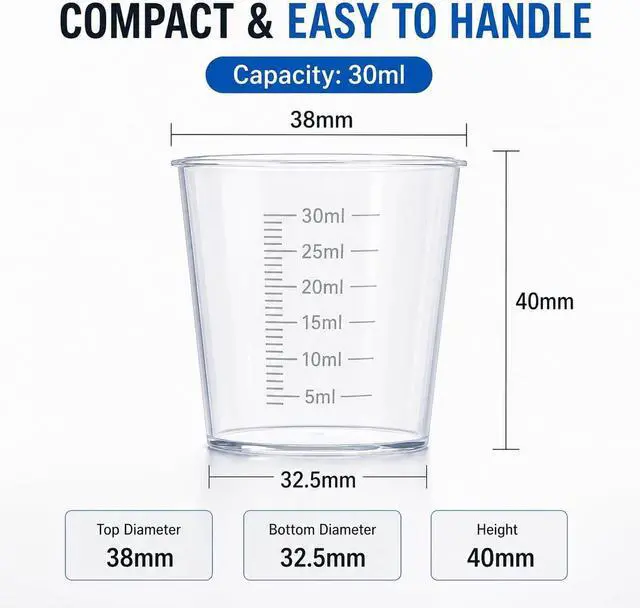Alt view image 3 of 7 - 20pcs 1.02oz/30ml Liquid Medicine Cups, Plastic Measuring Cups, Clear Graduated Mixing Cups with Scale, Transparent Epoxy Resin Mixing Cups for Cooking, Medicine & DIY