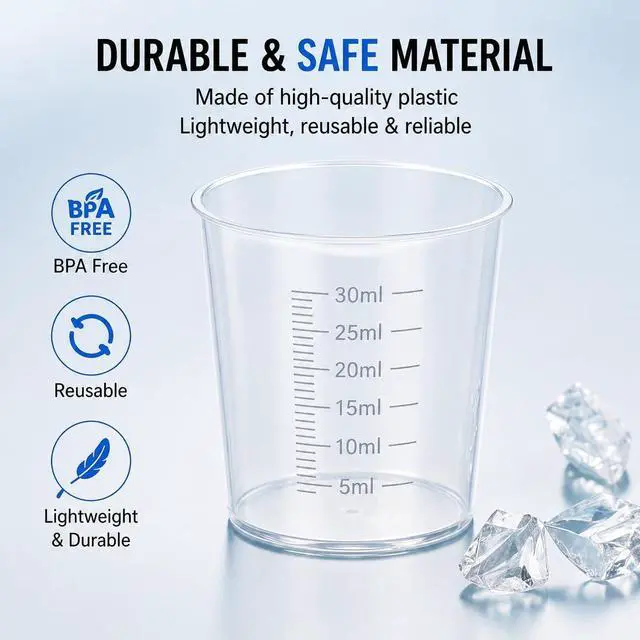 Alt view image 6 of 7 - 20pcs 1.02oz/30ml Liquid Medicine Cups, Plastic Measuring Cups, Clear Graduated Mixing Cups with Scale, Transparent Epoxy Resin Mixing Cups for Cooking, Medicine & DIY