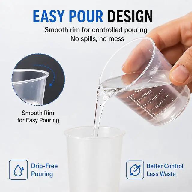Alt view image 7 of 7 - 20pcs 1.02oz/30ml Liquid Medicine Cups, Plastic Measuring Cups, Clear Graduated Mixing Cups with Scale, Transparent Epoxy Resin Mixing Cups for Cooking, Medicine & DIY