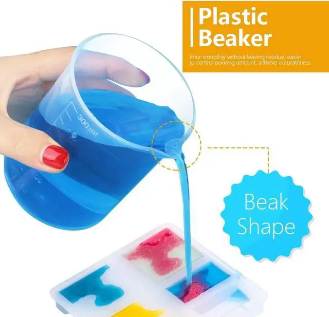 Alt view image 3 of 7 - LEOBRO 8PCS Resin Mixing Cups, 300ML Plastic Measuring Cups for Resin, Paint Mixing Cups, Plastic Beakers, Liquid Measuring Cups