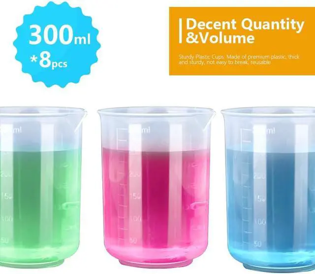 Alt view image 2 of 7 - LEOBRO 8PCS Resin Mixing Cups, 300ML Plastic Measuring Cups for Resin, Paint Mixing Cups, Plastic Beakers, Liquid Measuring Cups