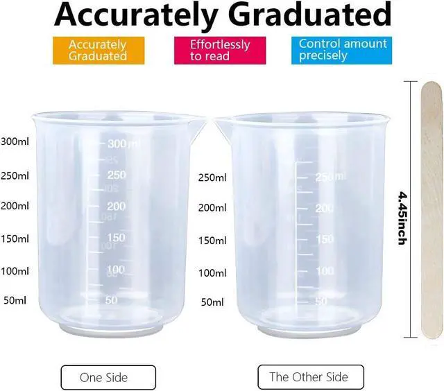 Alt view image 4 of 7 - LEOBRO 8PCS Resin Mixing Cups, 300ML Plastic Measuring Cups for Resin, Paint Mixing Cups, Plastic Beakers, Liquid Measuring Cups