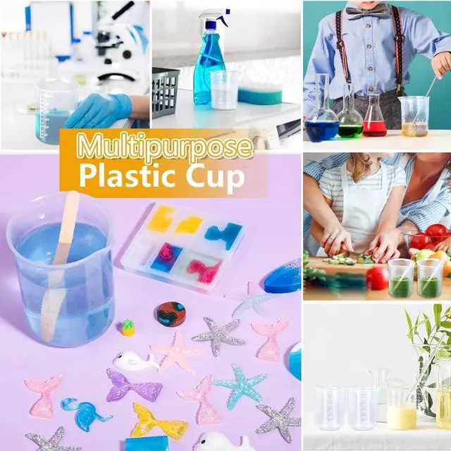 Alt view image 6 of 7 - LEOBRO 8PCS Resin Mixing Cups, 300ML Plastic Measuring Cups for Resin, Paint Mixing Cups, Plastic Beakers, Liquid Measuring Cups