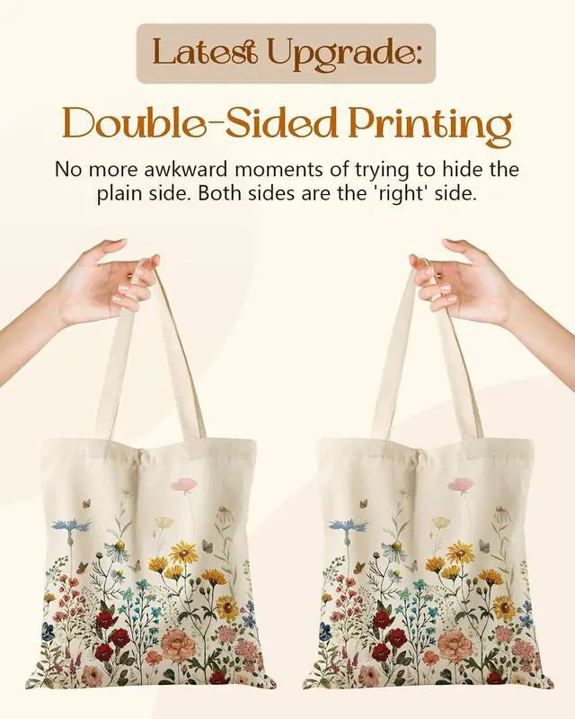 Alt view image 5 of 6 - Miss Adola Canvas Tote Bag for Women with Zipper Pocket | Magnetic Buckle, Zipper Inner Pocket, Cute Aesthetic Design, Reusable Shopping Tote, Work, Gym, Travel, Daily Carry