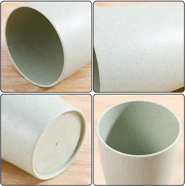 Alt view image 6 of 7 - Wheat Straw Cup 4 Pcs 11 Oz Reusable Drinking Cups Tumbler Set | Unbreakable Lightweight Dishwasher & Microwave Safe Eco-Friendly Dairy Use Cup for Milk Juice Water Bathroom Outdoor Camping