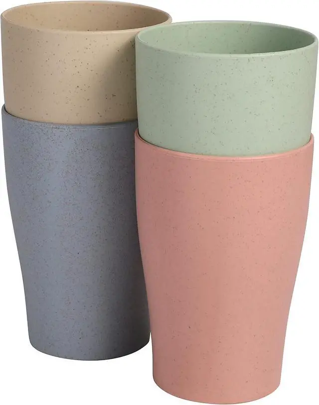 Alt view image 7 of 7 - Wheat Straw Cup 4 Pcs 11 Oz Reusable Drinking Cups Tumbler Set | Unbreakable Lightweight Dishwasher & Microwave Safe Eco-Friendly Dairy Use Cup for Milk Juice Water Bathroom Outdoor Camping