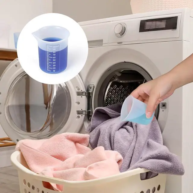 Alt view image 4 of 7 - 2 PCS 100ml Laundry Detergent Cup, Silicone Measuring Cups, Silicone Detergent Dispenser Reusable Non-stick Liquid Mixing Cups with Precise Scale for Resin Molds Jewelry Making DIY Craft