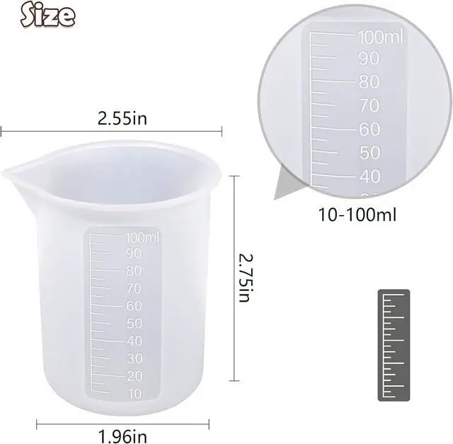 Alt view image 3 of 6 - 10pcs 100ml Silicone Measuring Cups Resin Mixing Cups | 100ml Silicone Measuring Cups for Resin DIY Craft Jewelry Making Paint Pouring Cup, Non-Stick Clearer Precise Scale Reusable