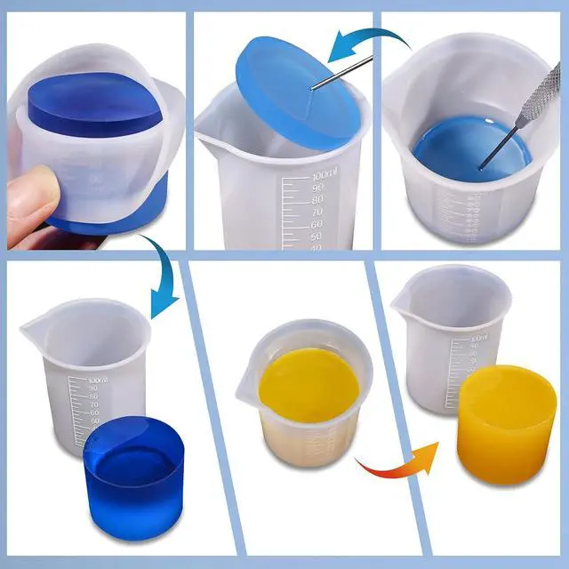 Alt view image 5 of 6 - 10pcs 100ml Silicone Measuring Cups Resin Mixing Cups | 100ml Silicone Measuring Cups for Resin DIY Craft Jewelry Making Paint Pouring Cup, Non-Stick Clearer Precise Scale Reusable