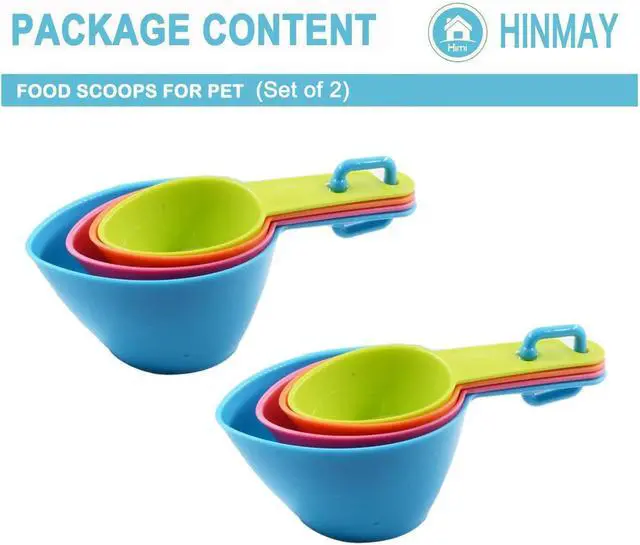 Alt view image 5 of 6 - HINMAY Pet Food Scoops Plastic Measuring Cups Set, Set of 2 | Use for measuring pet food portions (dog, cat, bird, etc.) or even ingredients while cooking or baking.