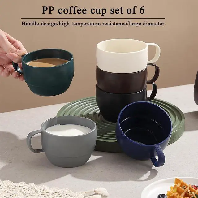 Alt view image 3 of 7 - Coffee Mugs Set of 6, Coffee Cups 12oz, Durable Light Weight Plastic Mugs for Home, Outdoor, Picnic, Camping, Idea Birthday Gift