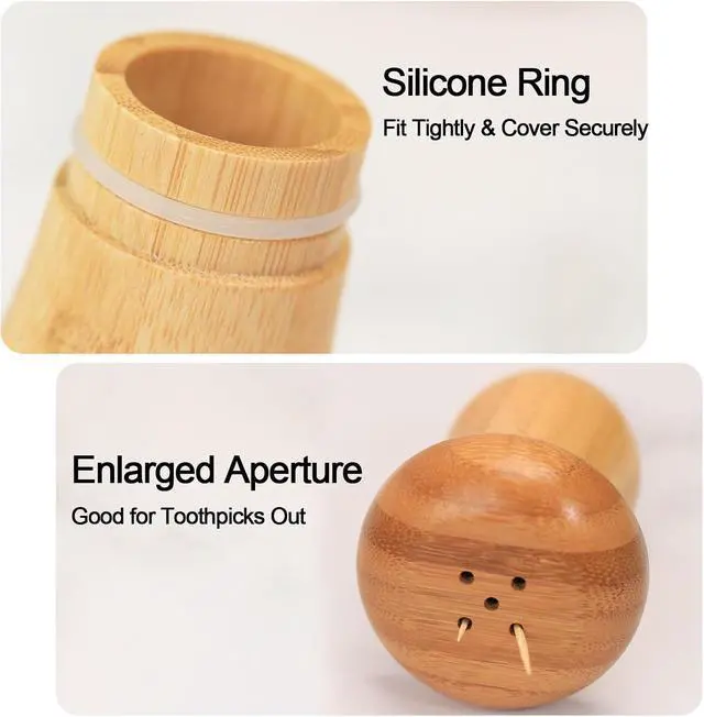 Alt view image 5 of 7 - Mushroom Toothpick Holder with 150 Toothpicks, Bamboo Wooden Toothpick Dispenser Container for Kitchen Accessories, Cute Mushroom Decor for Warm and Unique Gifts