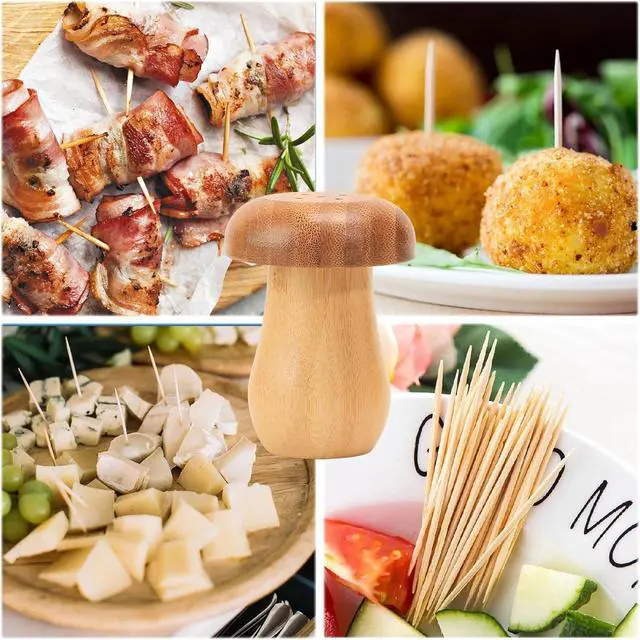 Alt view image 7 of 7 - Mushroom Toothpick Holder with 150 Toothpicks, Bamboo Wooden Toothpick Dispenser Container for Kitchen Accessories, Cute Mushroom Decor for Warm and Unique Gifts
