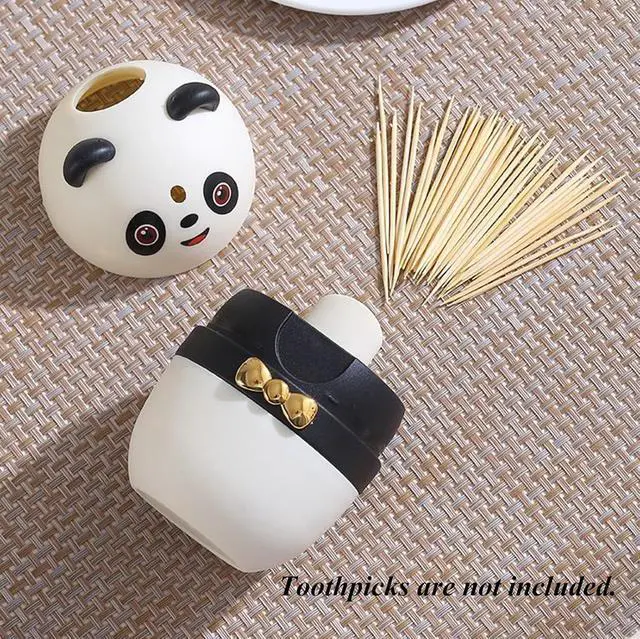 Alt view image 3 of 7 - Creative Toothpick Holder Toothpick Dispenser, Automatic Cute Panda Toothpick Dispenser for Kitchen Restaurant Hotel, Thickened Novelty Toothpicks Container, Sturdy Safe Portable Toothpick Storage Box