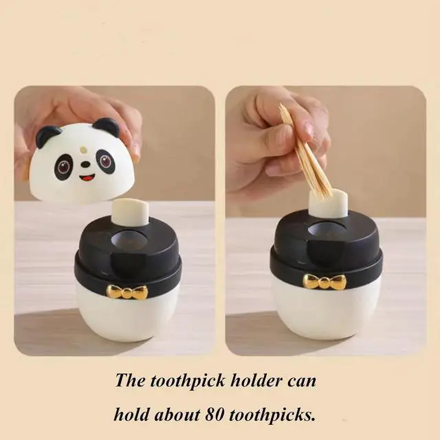 Alt view image 5 of 7 - Creative Toothpick Holder Toothpick Dispenser, Automatic Cute Panda Toothpick Dispenser for Kitchen Restaurant Hotel, Thickened Novelty Toothpicks Container, Sturdy Safe Portable Toothpick Storage Box