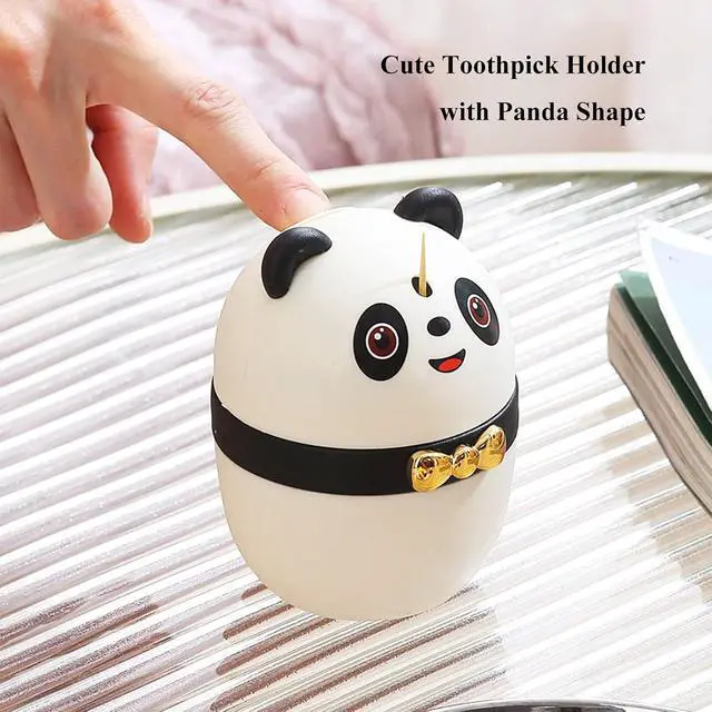 Alt view image 6 of 7 - Creative Toothpick Holder Toothpick Dispenser, Automatic Cute Panda Toothpick Dispenser for Kitchen Restaurant Hotel, Thickened Novelty Toothpicks Container, Sturdy Safe Portable Toothpick Storage Box