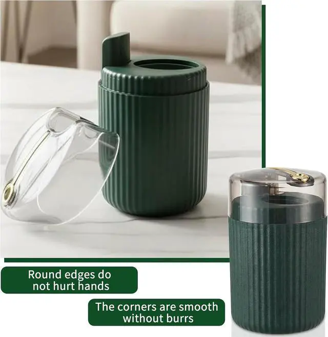 Alt view image 3 of 7 - Pop-Up Automatic Toothpick Dispenser Luxury Push-Button Portable Toothpick Holder, Pop-Out Toothpick Jar for Home & Outdoor Use, Compact Tabletop Dispenser (Dark Green)