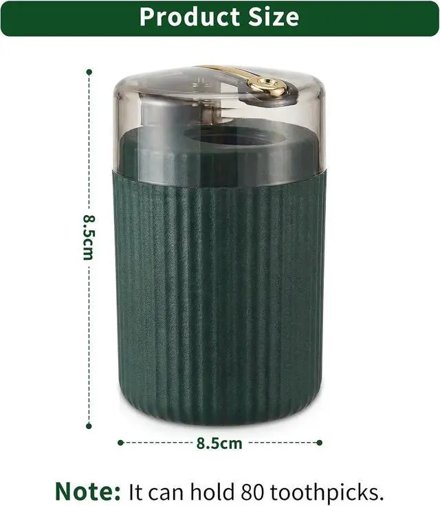 Alt view image 7 of 7 - Pop-Up Automatic Toothpick Dispenser Luxury Push-Button Portable Toothpick Holder, Pop-Out Toothpick Jar for Home & Outdoor Use, Compact Tabletop Dispenser (Dark Green)