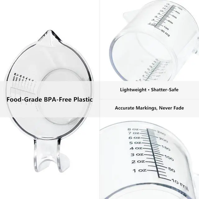 Alt view image 5 of 7 - 16 oz (2 Cup) Liquid Measuring Cup, Food-Grade Plastic Measuring Cup with Laser-Etched Markings, Clear Single Measuring Cup