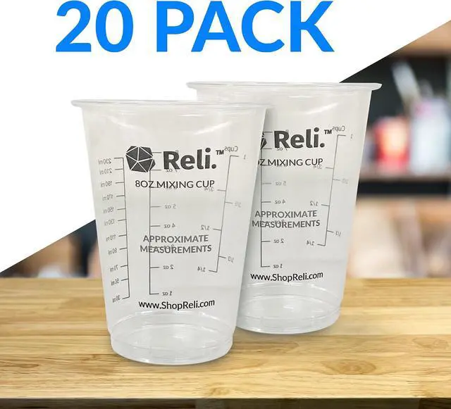 Alt view image 2 of 7 - Reli. 8 oz Paint Mixing Cup (20 Pcs) | Resin Mixing Cups | Clear Plastic Mixing Cup / Disposable Measuring Cups | Use for Paint, Epoxy, Resin, Pigments (8oz)
